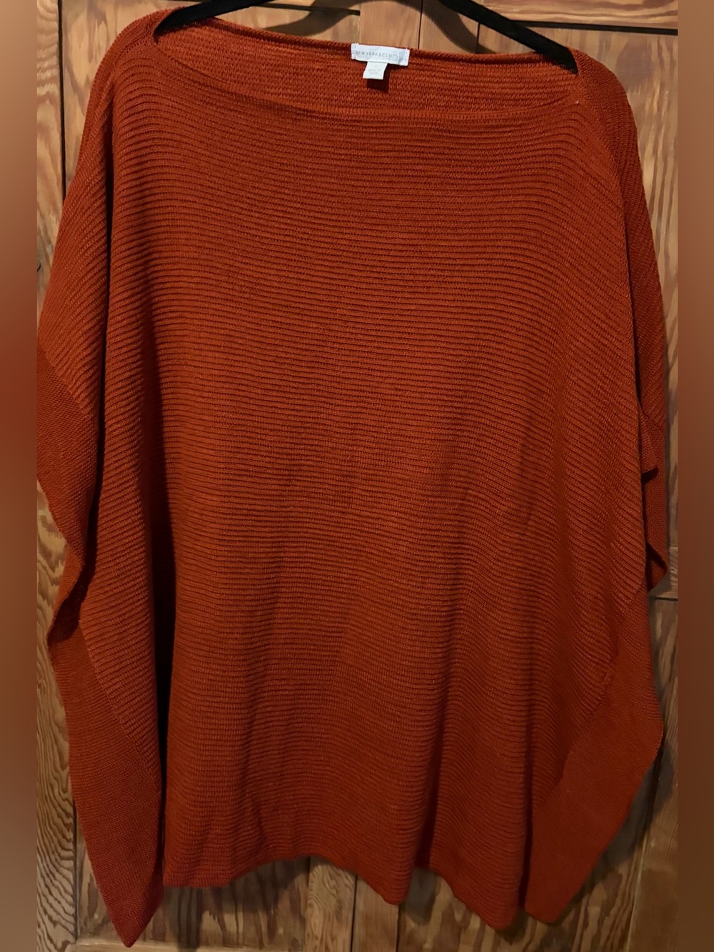 NY & Co. Women’s Burnt Orange Knit Poncho/Sweater. Ties at sides. Medium. VGUC